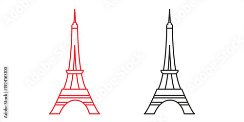 Eiffel Tower line icon / Eiffel Tower in Paris. Flat icon for apps and websites, Suitable for websites, logos, apps, templates, and UI design. EPS10 with white background.
