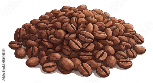 Pile of Coffee Beans on White.