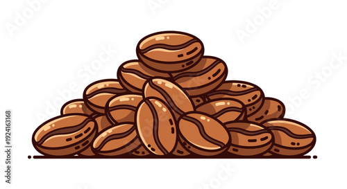 Pile of Coffee Beans Heap Illustration.