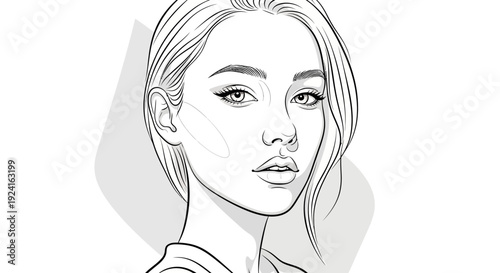Young Woman Portrait Sketch Beautiful Face.