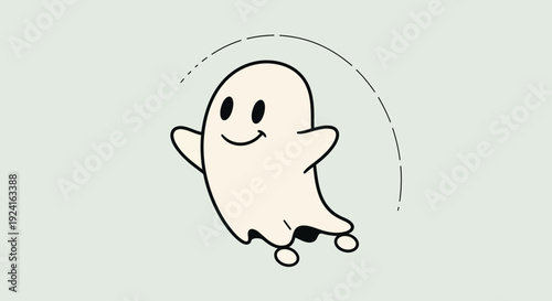 Cartoon Ghost Character with Smiling Face.