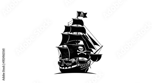 Pirate Ship with Skull and Crossbones.