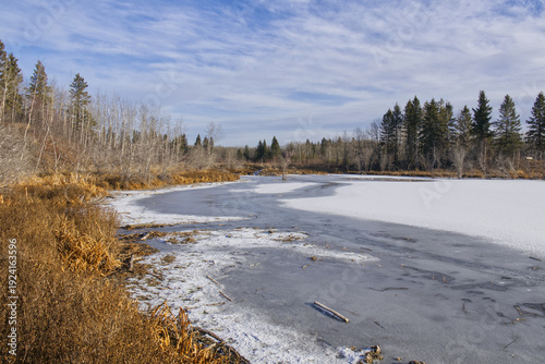 Frozen Astotin Lake in Autumn