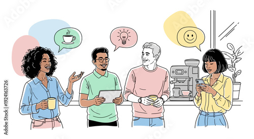 Group of People Discussing and Using Devices.