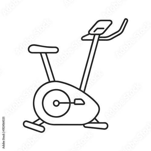 Stationary Exercise Bike Outline Vector Illustration – Minimalist Thin Line Art, Clean Simple Design, SVG Isolated on Transparent Background