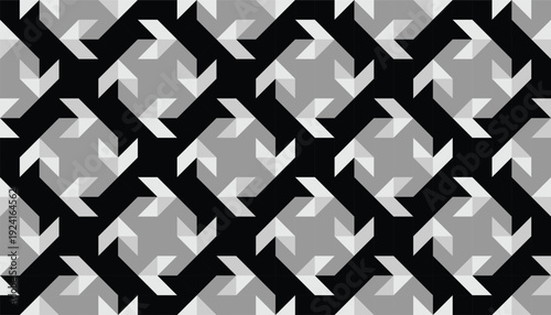 Elegant black and white geometric wallpaper, seamless minimal pattern with sharp triangular elements for professional web design