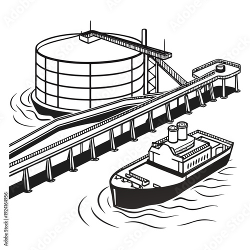 An oil tanker docked at a loading facility