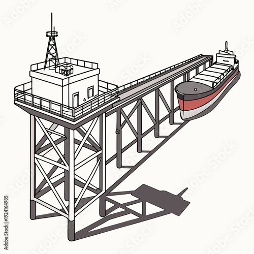 An oil rig with a ship next to it