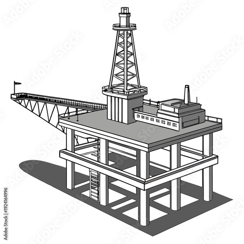 An oil rig in the middle of the ocean