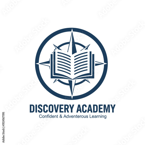 Discovery Academy Education Compass and Open Book Logo
