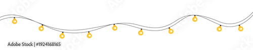 Christmas lights vector illustration bright yellow glowing garland celebration decoration design element
