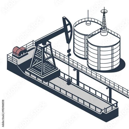 An industrial oil pump and storage tank facility