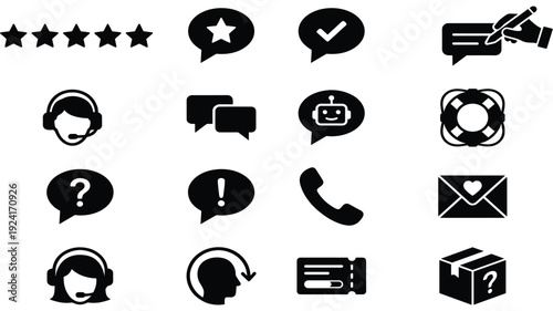 Set of 16 Customer Support and Service Icons Vector