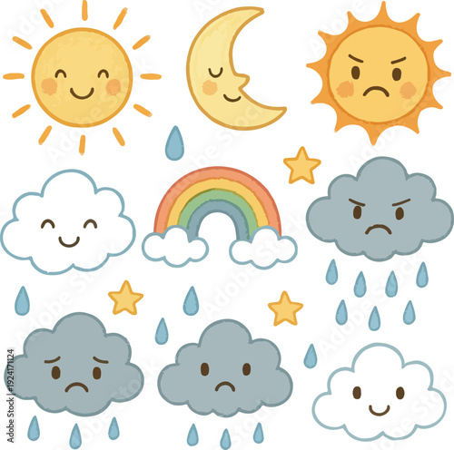 set of weather elements transparent