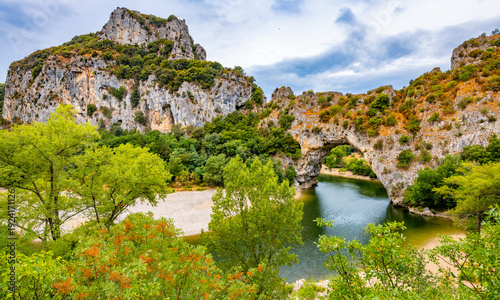 Εκτύπωση καμβά The world-famous Pont d'Arc is a limestone arch washed out by the Ardèche River
