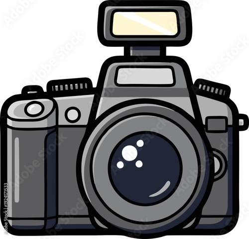 Classic camera with flash, ready to capture memories and moments.