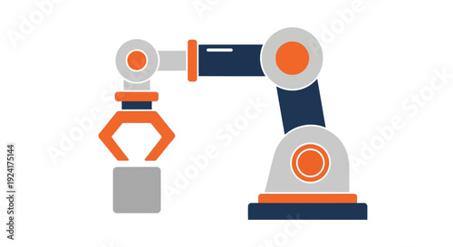 Industrial robotic arm lifting a metal object in a manufacturing environment from a side viewpoint