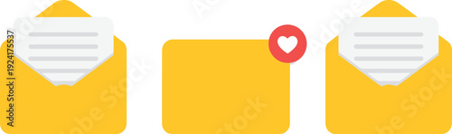 Email envelope icon set isolated on light background, message notification and inbox symbols collection for communication, mail app, and digital marketing design