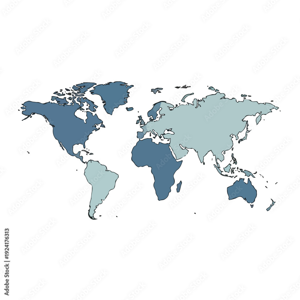 Obraz premium World Map Illustration with Blue Tones.