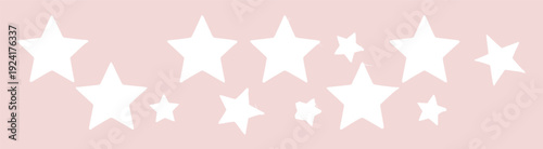 White star shapes set on soft pastel background, hand drawn decorative star icons collection for nursery design, baby shower, wallpaper, and branding