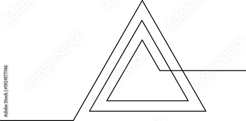 A geometric composition of overlapping triangles and a horizontal line Vector