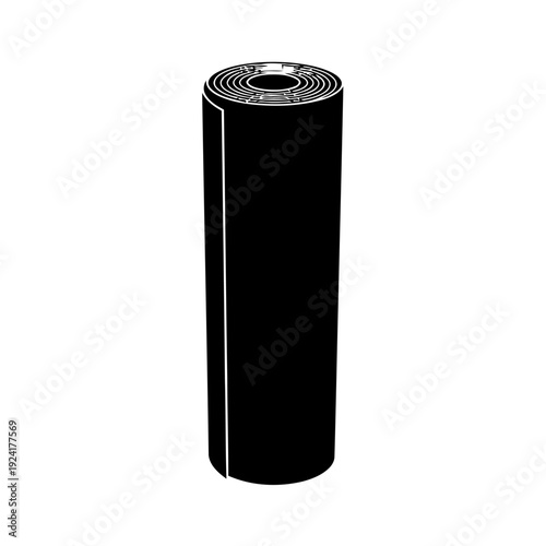 Tar Paper Roll of Roofing Underlayment Silhouette for Construction Weatherproofing Concept