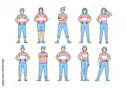 Diverse individuals standing together displaying unity and acceptance wearing attire symbolizing identity diversity and inclusivity colorful