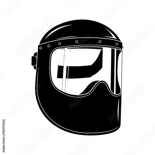 Clear Protective Safety Face Shield Silhouette for Grinding Defense - Industrial Concept