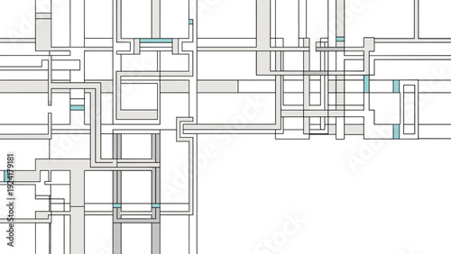 Modern abstract geometric pattern featuring architectural lines and gray tones for sophisticated interior design backgrounds.