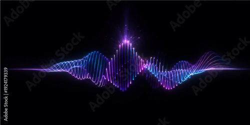 Abstract blue background with digital wave lines and a glowing light frequency pattern representing medical ECG technology and business energy
