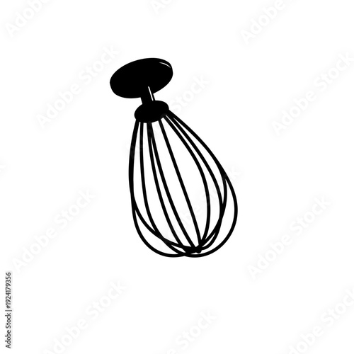 Wire Stand Mixer Whisk Attachment Silhouette for Baking Blending - Culinary Tool Concept