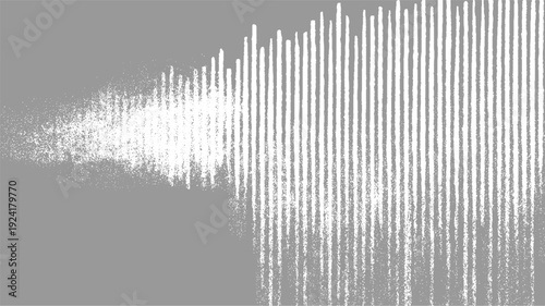 White vertical brush strokes and scattered dots on a gray background texture abstract