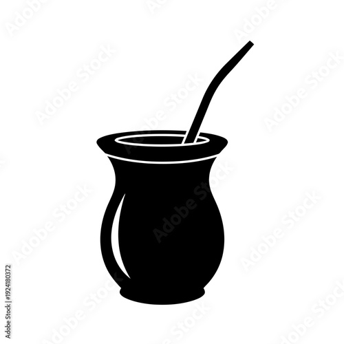 Traditional Yerba Mate Gourd Silhouette for South American Tea - Cultural Drink Concept