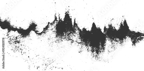 Dark granular texture resembling a mountain range or abstract waveform on a white background black