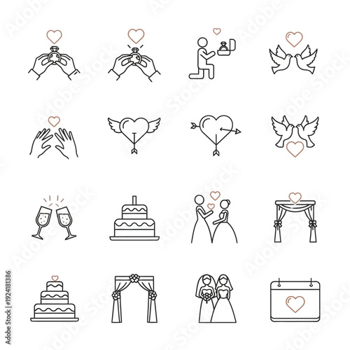 set of hand drawn business icons