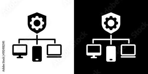 Endpoint Protection Icon Set Vector Collection Isolated In Black And White