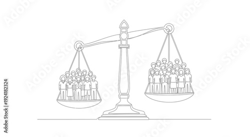 Scales of Justice with Crowd of People - Inequality and Imbalance Concept