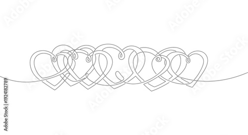 Continuous Line Art of Intertwined Hearts