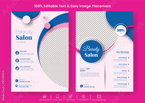 Luxury beauty salon and spa A4 print ready flyer poster template for promotional advertising design, yoga wellness meditation leaflet and brochure cover marketing