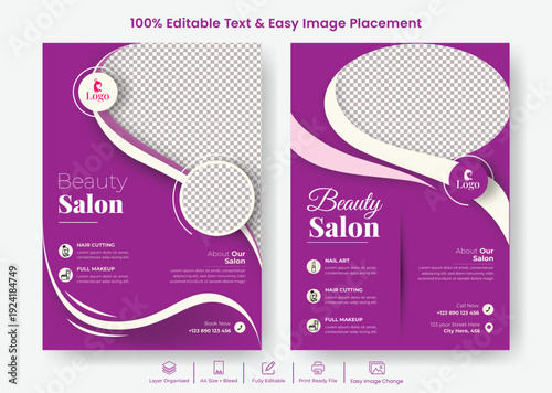 Professional wellness spa beauty salon A4 flyer poster template for skin care nail salon promotion, yoga meditation leaflet brochure cover advertising design print ready marketing design