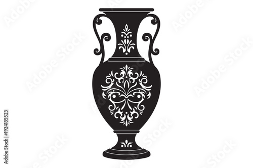 Ornate Ancient Greek Amphora Vase Silhouette