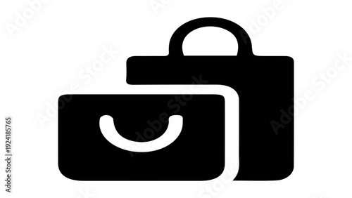 Abstract minimalist shopping bag and package icon for e-commerce application interface.
