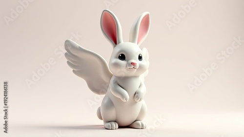 Bunny with wings on a neutral background illustration