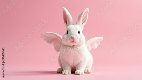 Bunny with wings on a neutral background illustration