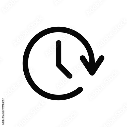 History or backup icon showing clock with circular arrow pointing downwards for time management and system restore functionality