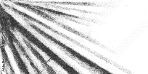 Abstract radial pattern of stippled dark gray lines on white background texture