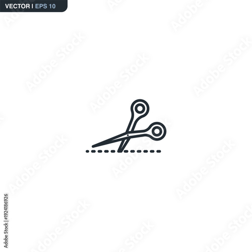 Cut here, linear style sign for mobile concept and web design