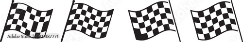 Checkered Race Flag Icon Set with Crossed Finish and Start Motorsport Symbols – Stock Vector.
