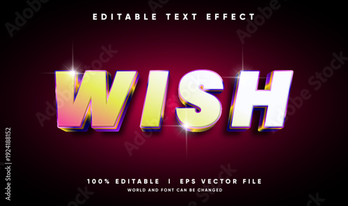 wish 3d vector text effect with modern style