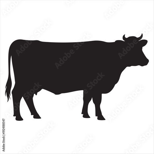 Black Silhouette of a Cow cattle animal